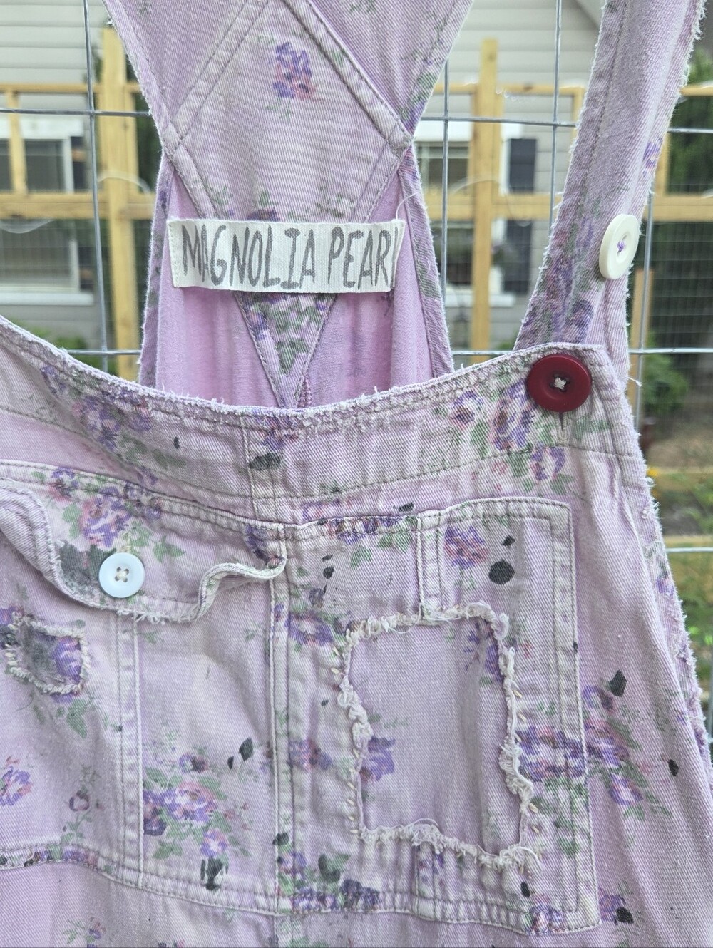 Lavender Distressed Women's Overalls - Feminine Relaxed Jeans - Picture 8 of 10